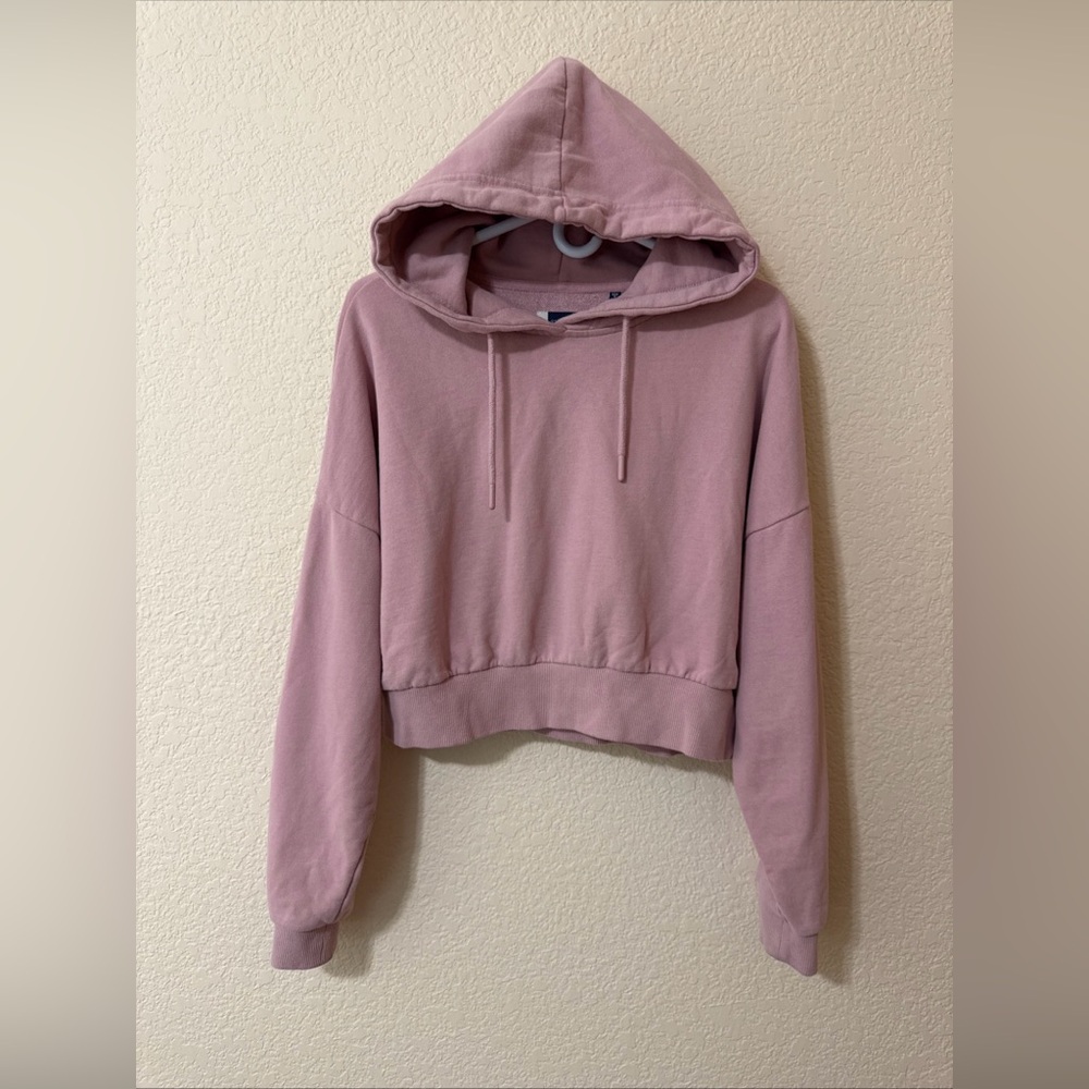 Superdry London Women’s Hooded Sweatshirt Cropped Maeve Dusty Pink Sz 10 Boxy